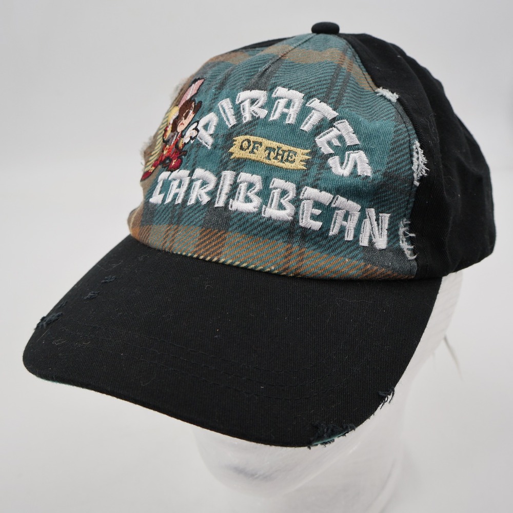Disney Parks Pirates of the Caribbean Hat Adult OSFM Black Plaid Mickey Mouse